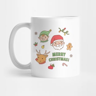 Cute Elf, Santa Claus, Reindeer, Gingerbread Man Mug